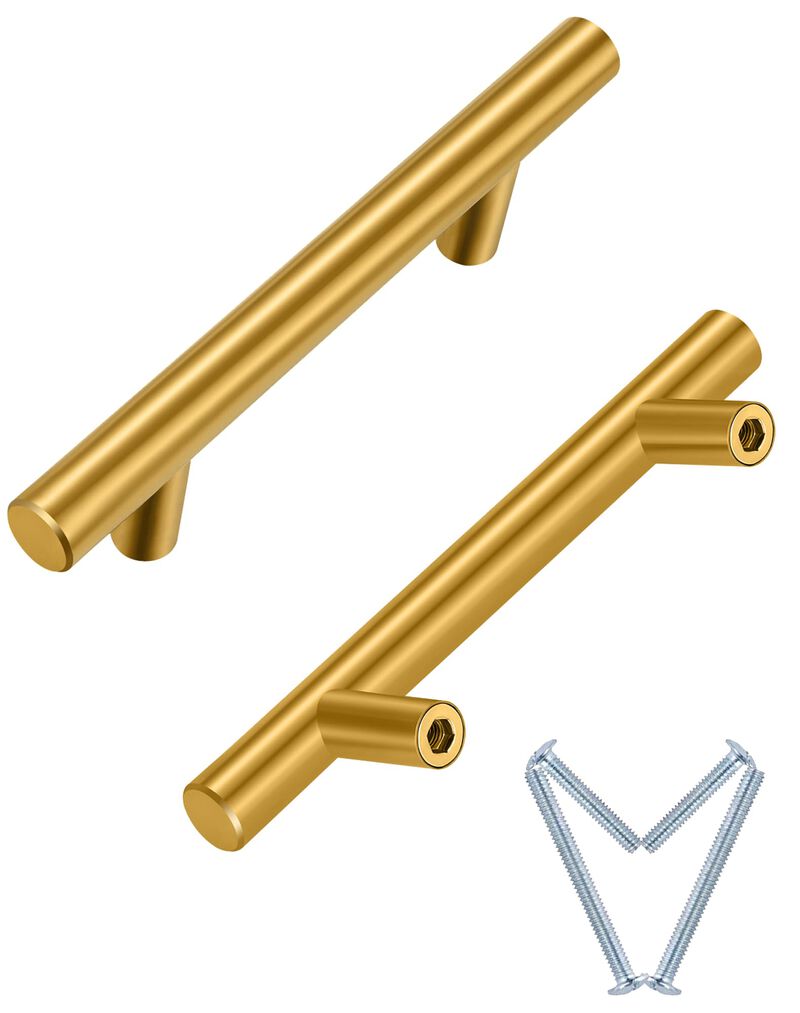 HBL' 30 Pack | 3'' Center to Center Brushed Gold Cabinet Pulls Kitchen Cabinet Handles,Made of Stainless Steel,Ideal for Cabinet