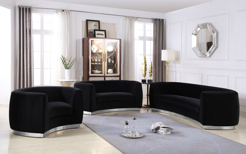 Meridian Furniture Julian Black Velvet Sofa