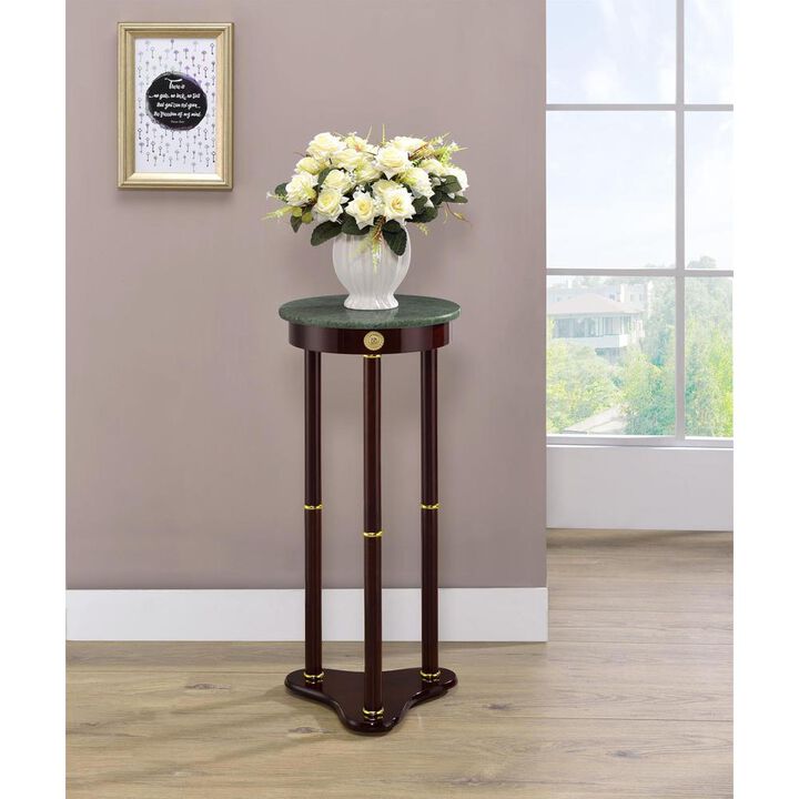 Coaster Co. of America Edie Round Marble Top Accent Table Merlot