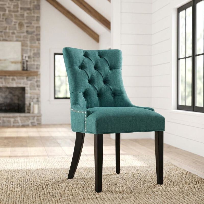 Tufted Upholstered Fabric Dining Chair for Kitchen and Dining Room, Beige image number 3
