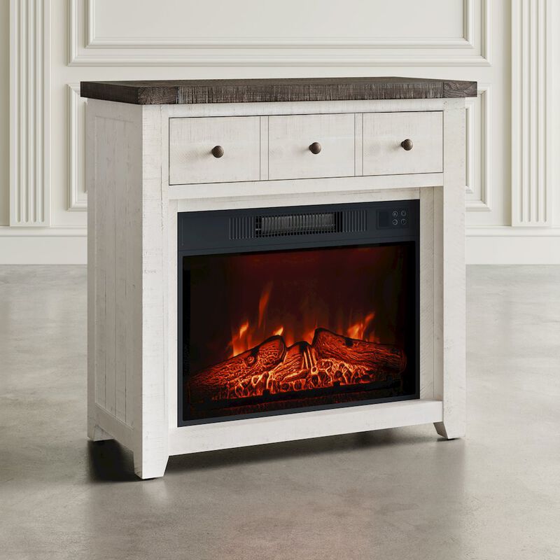 Jofran Solid Wood Rustic 32 Farmhouse Electric Fireplace Console TV Stand