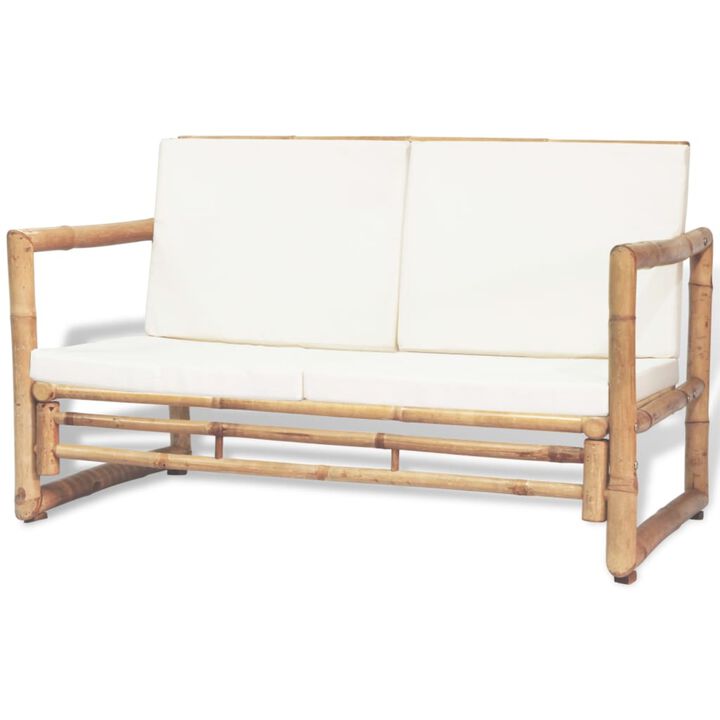 vidaXL 2 Seater Garden Sofa with Cushions Bamboo