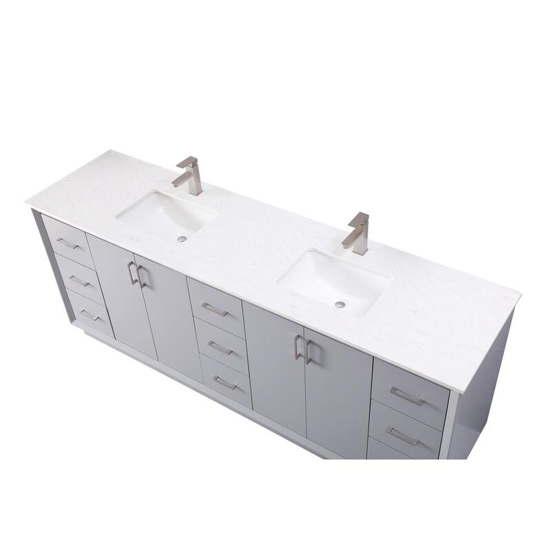 Elegant Kitchen and Bath 84 Inch Double Bathroom Vanity In Grey