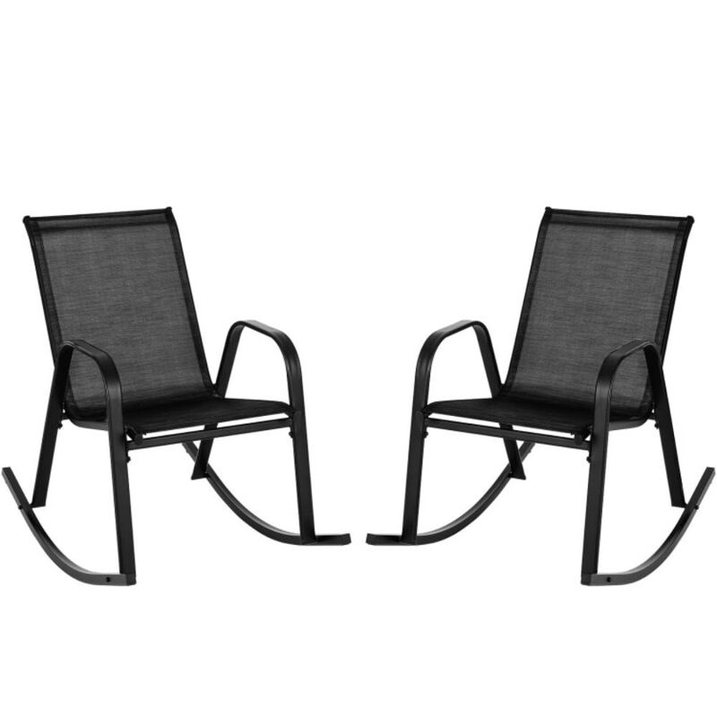 Hivvago Set of 2 Metal Patio Rocking Chair with Breathable Seat Fabric