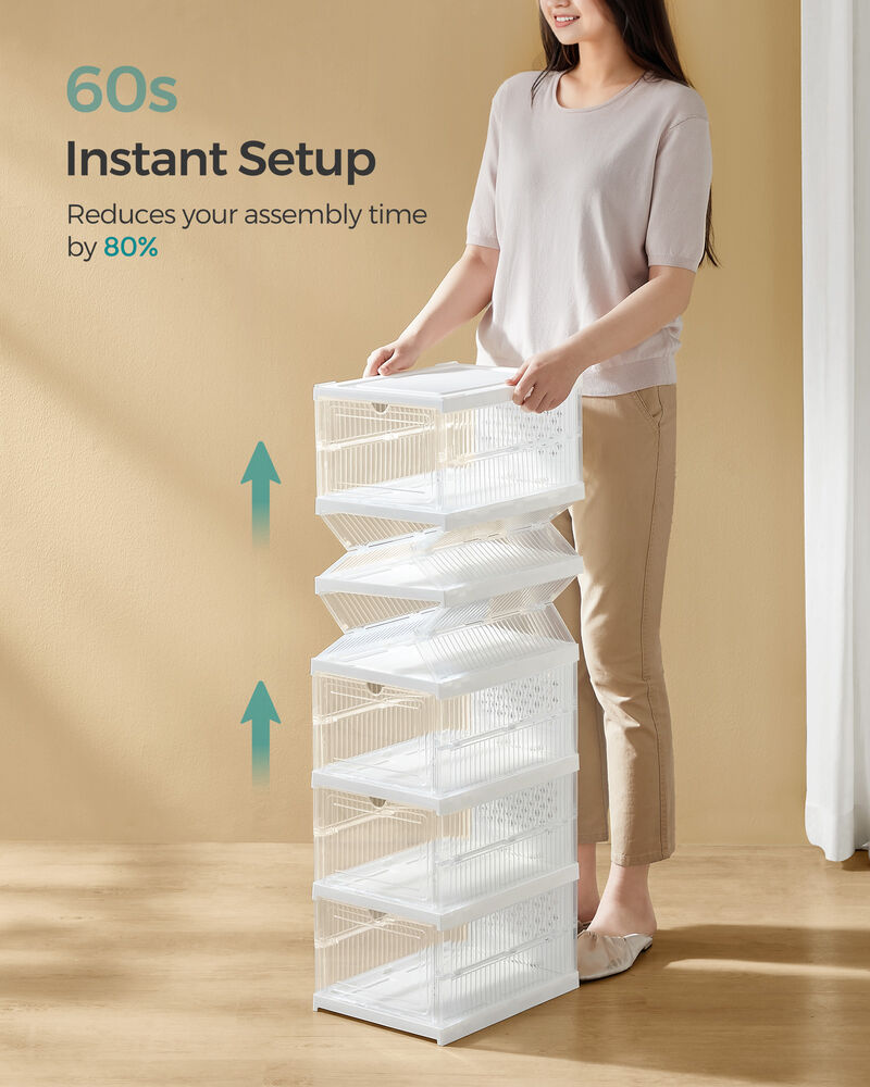 Pack of 12 Stackable Shoe Boxes Transparent image number 2