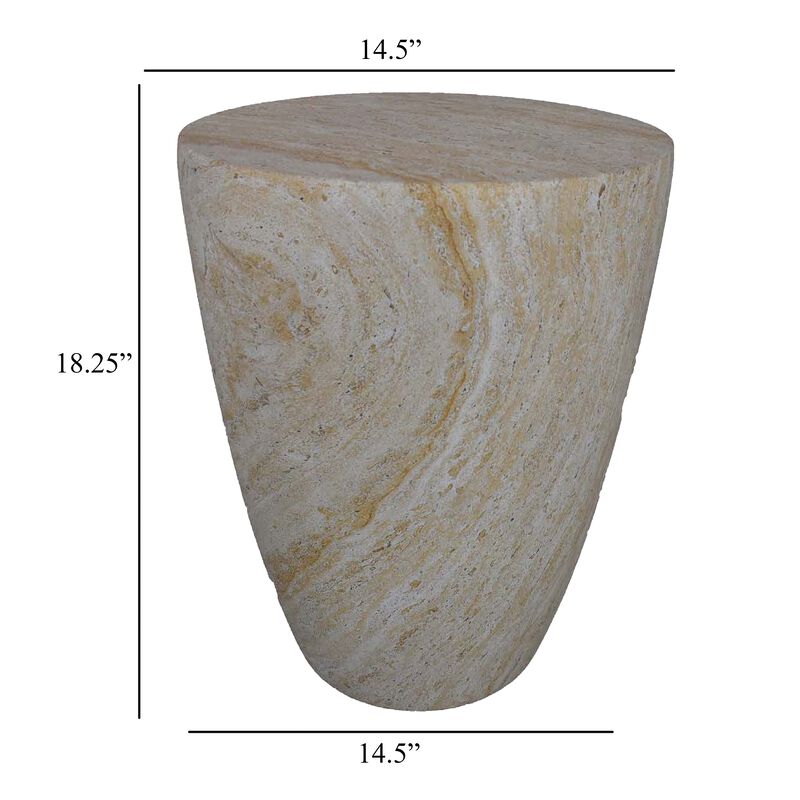 Archi Plant Stand Table, Tapered Marbled White Resin Base 18 Inch - Benzara