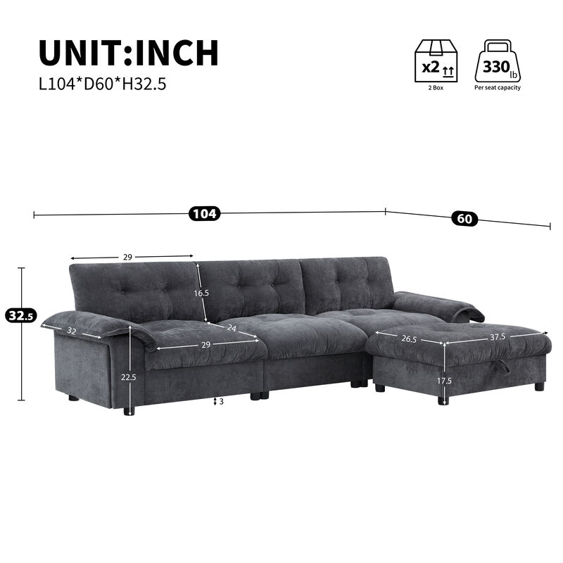 Merax Sectional Sofa, L-Shape with Multifunctional Armrest
