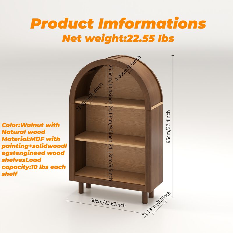 Lusog Arched Small Bookcase Storage Cabinet image number 3