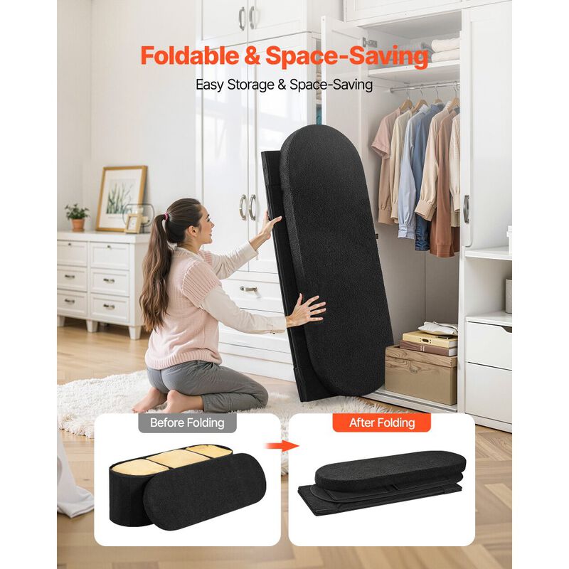 Teddy Fleece Storage Ottoman Bench with Folding Design for Bedroom Entryway image number 5
