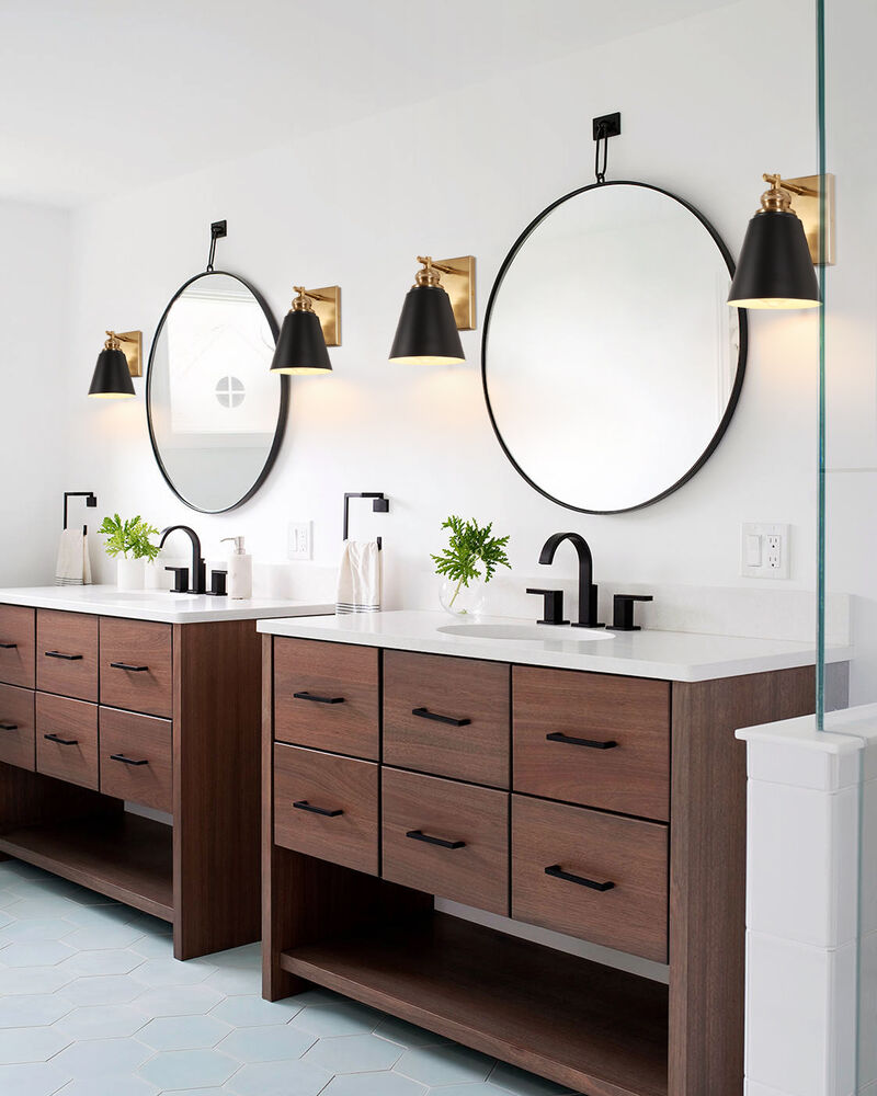 2-Pack 8.7 in. Modern Black and Warm Gold 1-Light Dimmable Indoor Wall Sconces image number 3