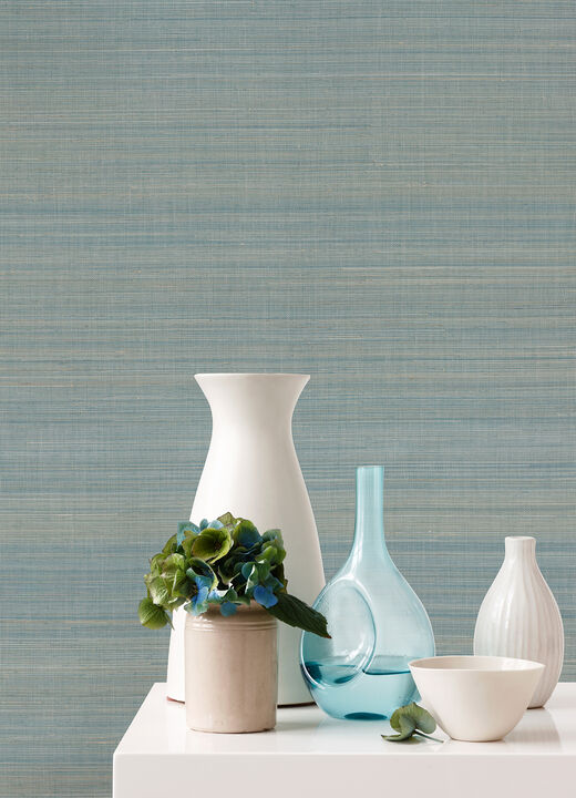 Mai Turquoise Abaca Grasscloth Wallpaper (Set of 2)