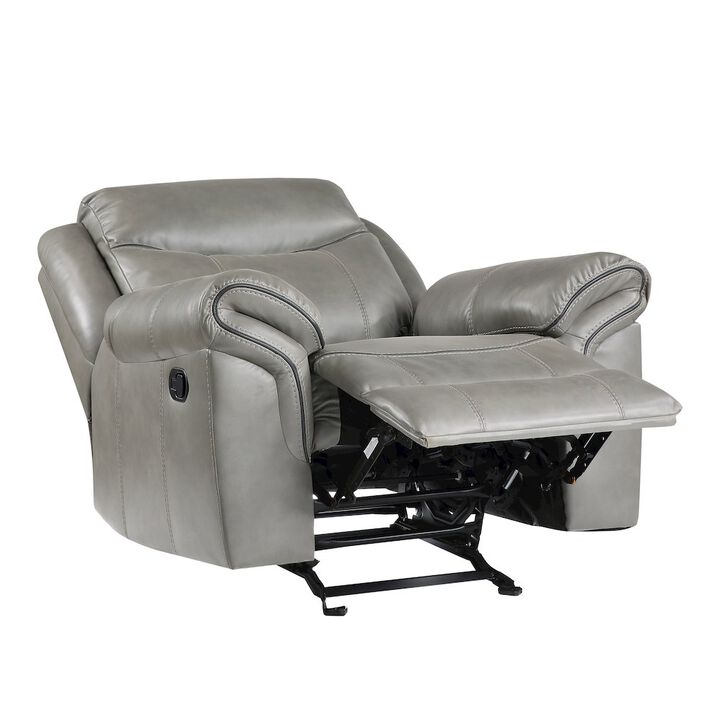 Lexicon Aram Faux Leather Glider Reclining Chair In Gray