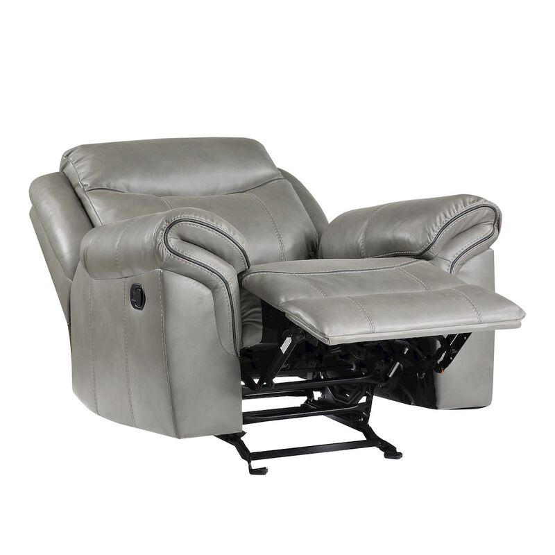 Lexicon Aram Faux Leather Glider Reclining Chair In Gray