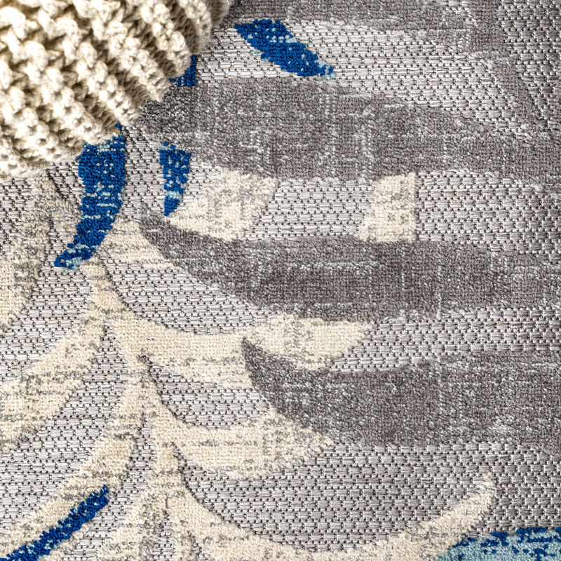 Tropics Palm Leaves Square Indoor/Outdoor Area Rug