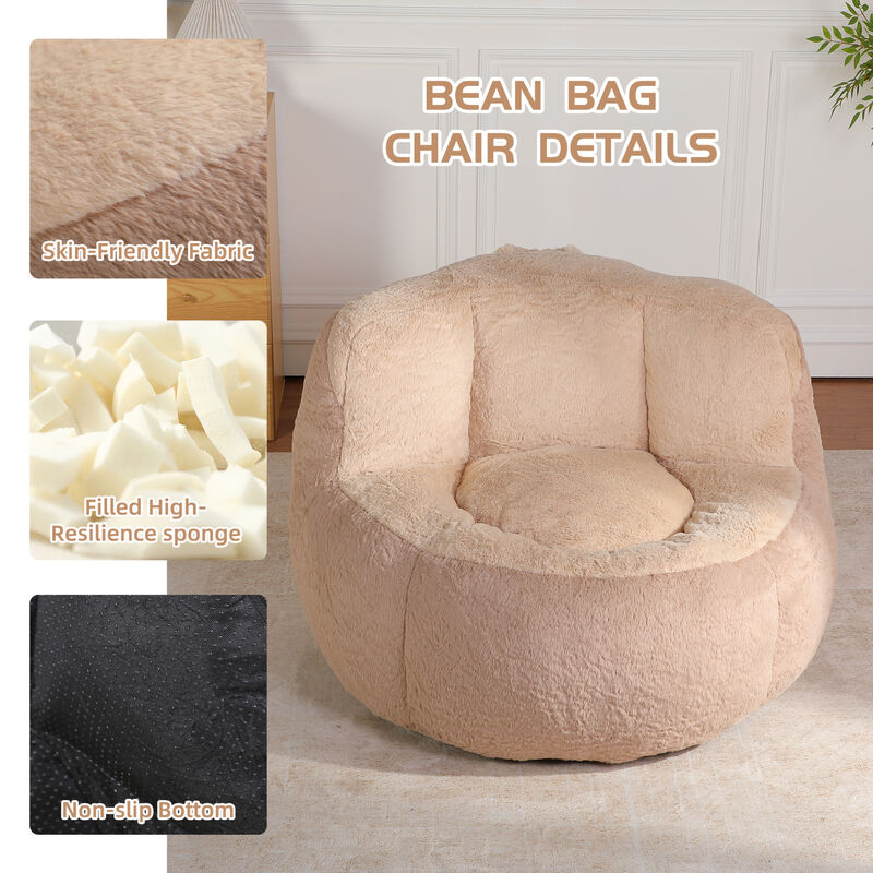 GOODSILO Oversized Bean Bag Chair Lounger Sofa Large Comfy Faux Fur Living Room Furniture image number 4