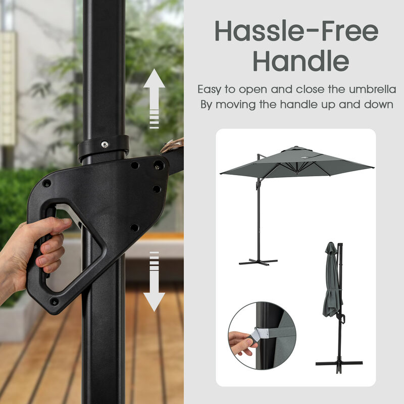 9 FT Cantilever Patio Umbrella with Vented Top and Sun-Protective Canopy image number 7