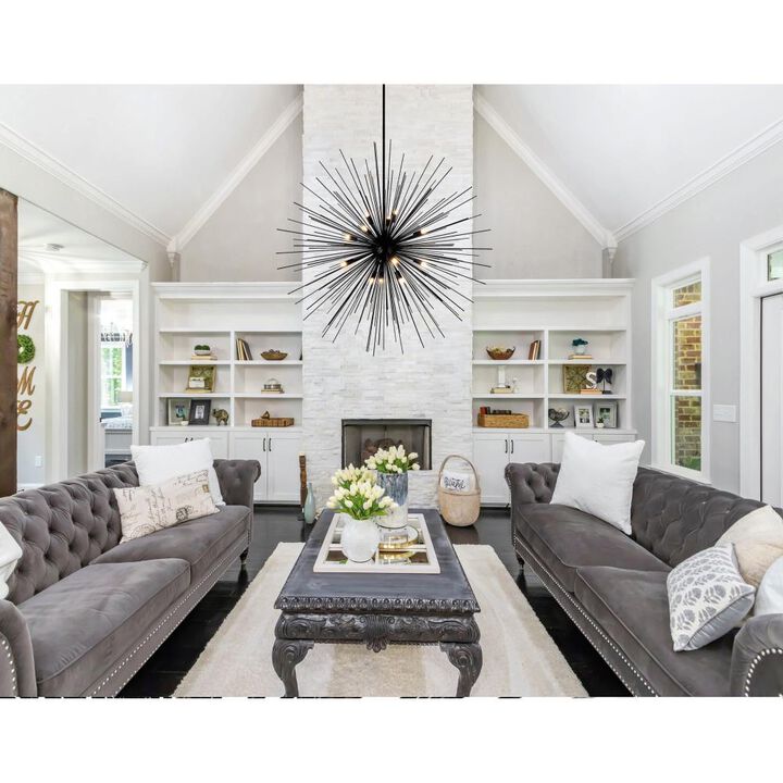 Savannah 14 Light Chandelier With Black Finish