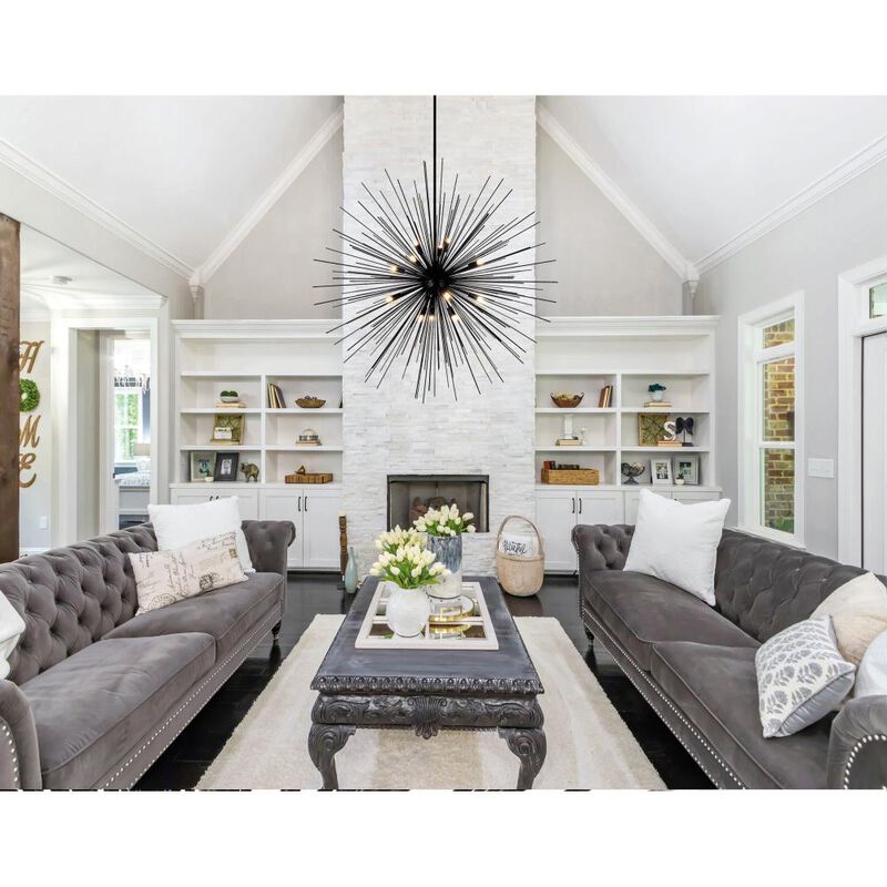 Savannah 14 Light Chandelier With Black Finish