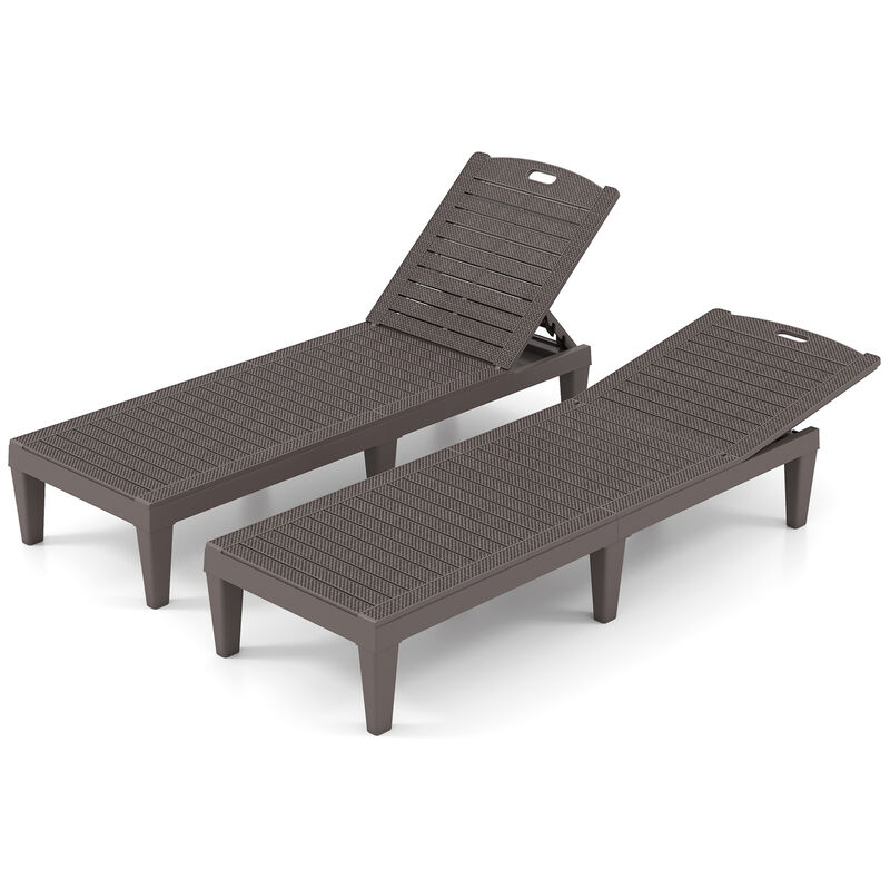 Set of 2 Outdoor PP Chaise Lounge Chairs with Adjustable Backrests image number 4