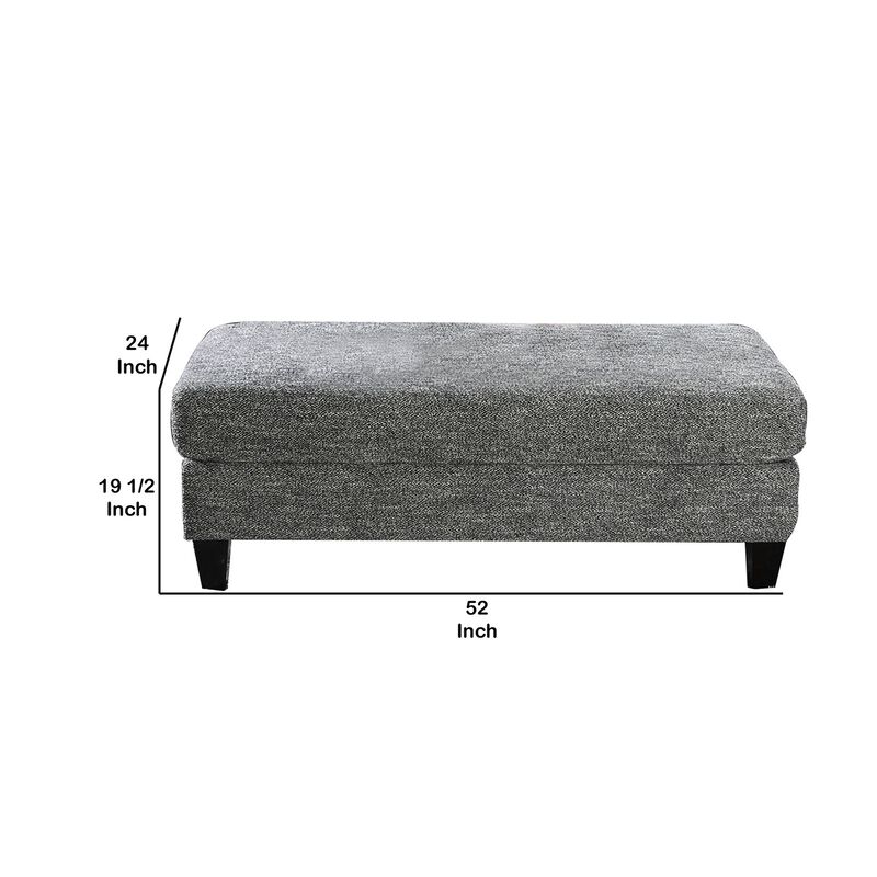 Fabric Upholstered Wooden Ottoman with Tapered Legs, Gray-Benzara