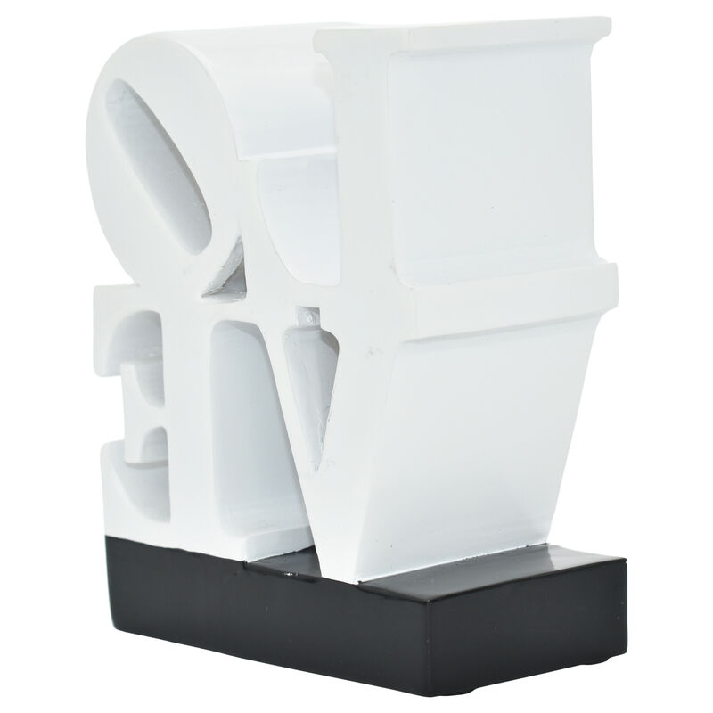 HomeRoots 4" White And Black Resin Love Tabletop Sculpture image number 4