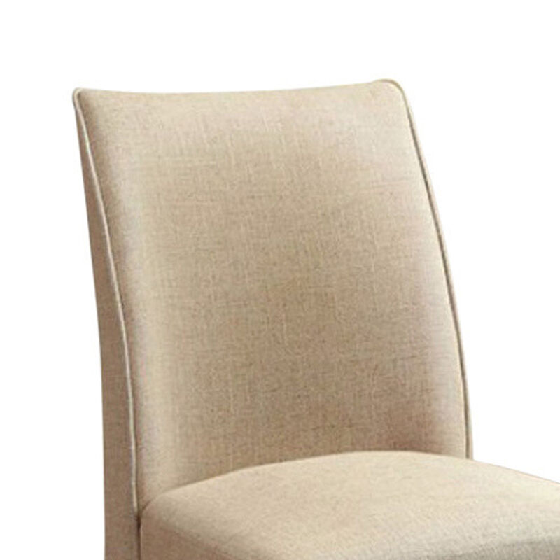 Cimma Contemporary Side Chair Withivory Flax Fabric - Set Of 2-Benzara image number 2