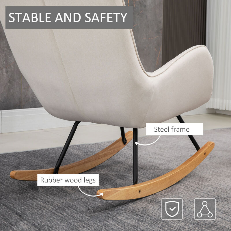 Hivvago Mid-Century Fabric Rocking Chair with Tufted Back image number 5