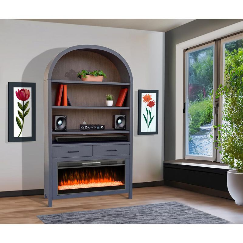 Sunny Designs 51.5 Wide Arch Bookcase with Electric Fireplace