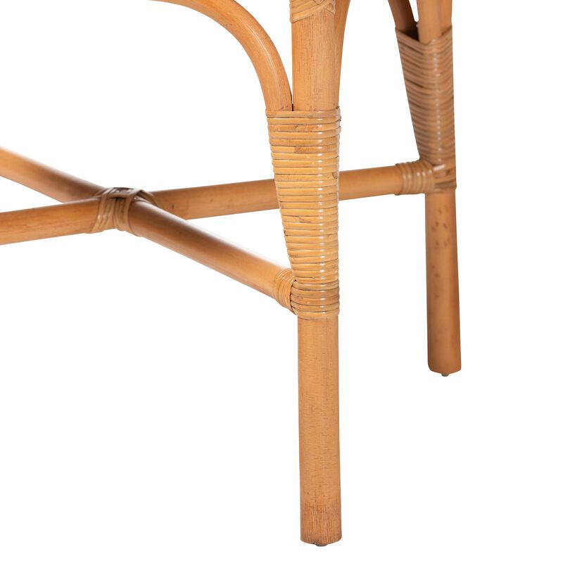bali & pari Oberon Natural Rattan Dining Chair with Cushion - Handwoven Wicker Bistro Accent Seating with Sunburst Backrest image number 5