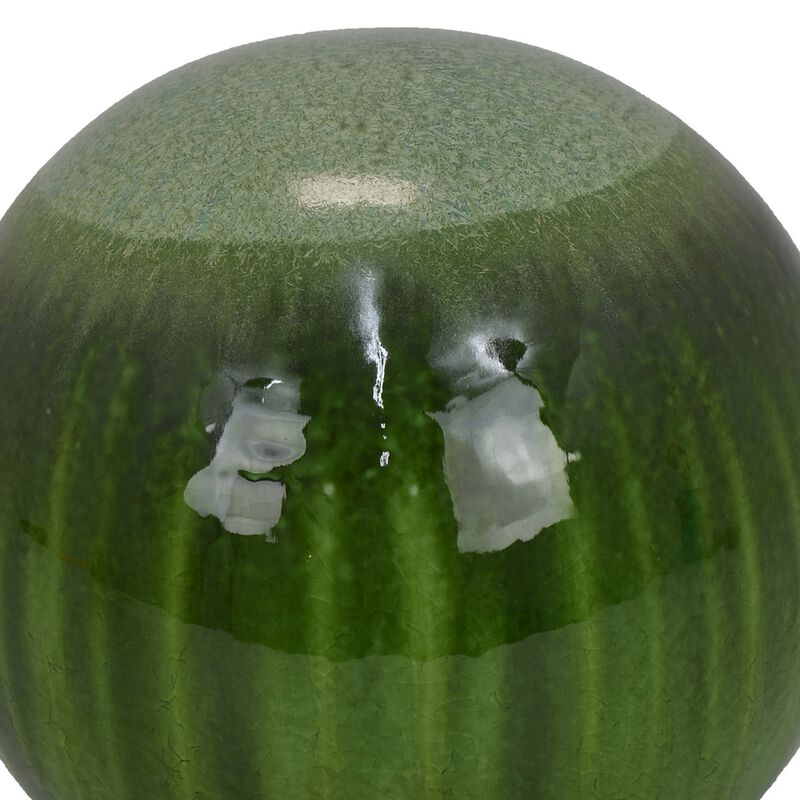 Mary Tabletop Accent Decor, Modern Round Orb, 10 Inch Green Ceramic - Benzara