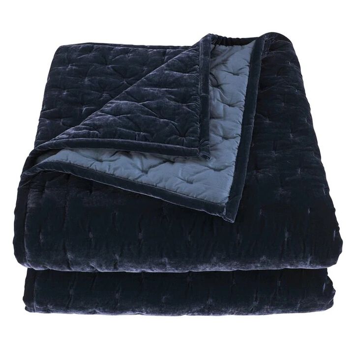 Stella Pintuck Blue Twin Quilt Set