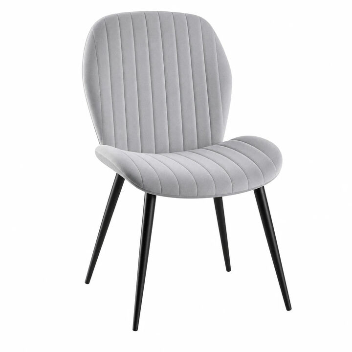 Modern Ribbed Suede Upholstered Dining Chair Set of 4