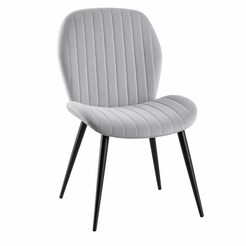 Modern Ribbed Suede Upholstered Dining Chair Set of 4 image number 0