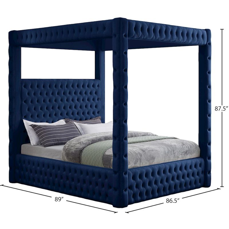Meridian Furniture Royal Navy Velvet King Bed