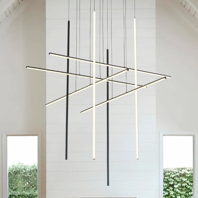 8 - Light Modern Chandelier Long Hanging Pendant for High Ceiling image number 8