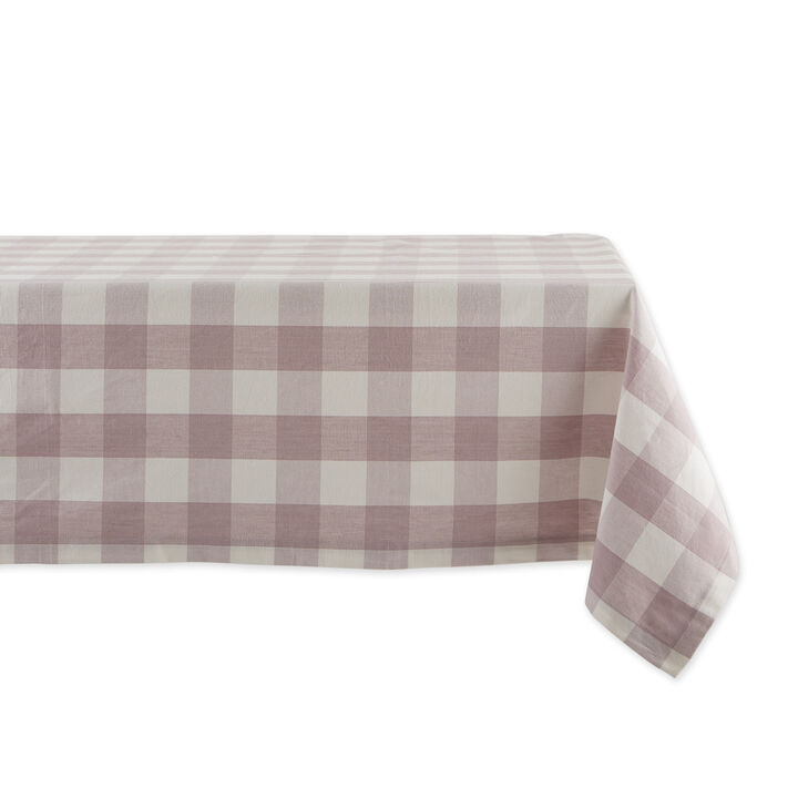 60" x 84" White and Dusty Lilac Buffalo Check Table Cloth