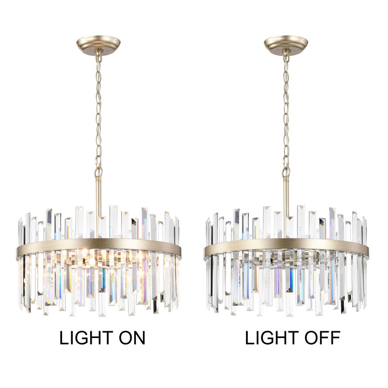 Fabiola Brushed Champagne Silver 5-light Drum Crystal Chandelier image number 8