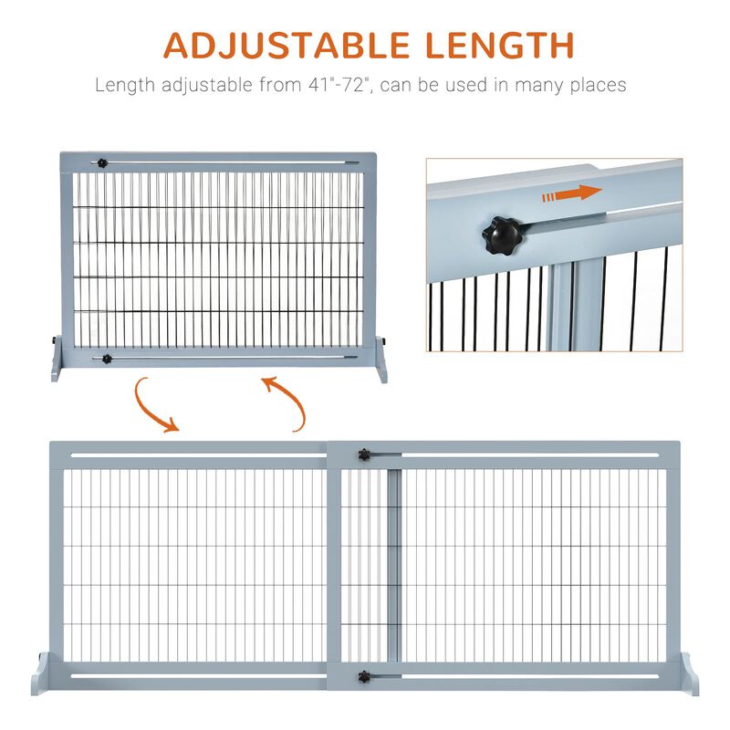 Blue Gray Pet Barrier: 72"W x 27.25"H Freestanding Adjustable Gate image number 4