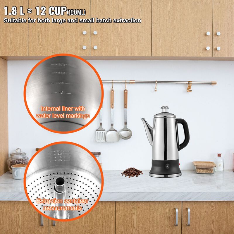 Stainless Steel Electric Coffee Percolator Pot, image number 5