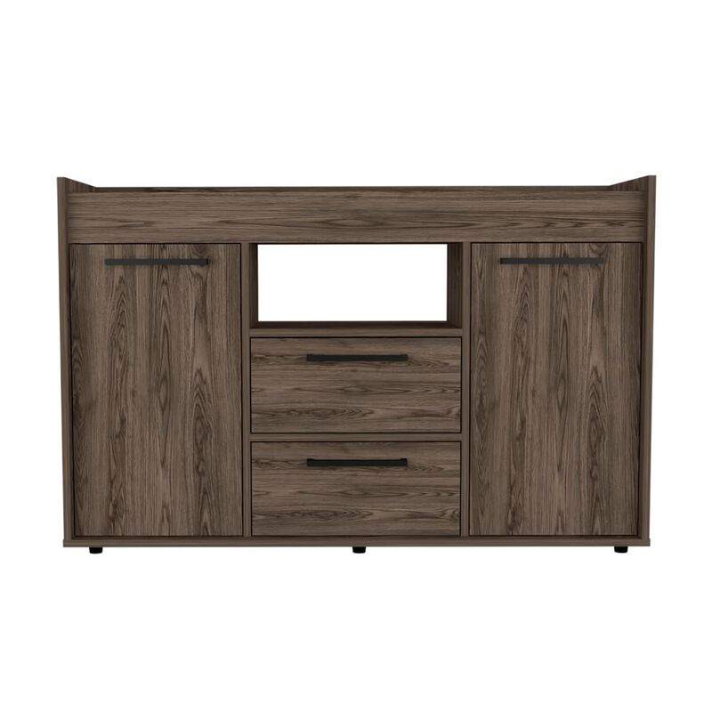 Lyon Sideboard, Two Drawers, Double Door Cabinets -Dark Walnut