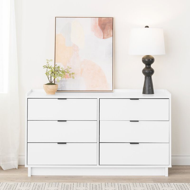Prepac Simply Modern White 6 Drawer 52.5 W Dresser