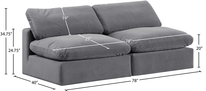 Meridian Furniture Comfy Grey Velvet Modular Sofa