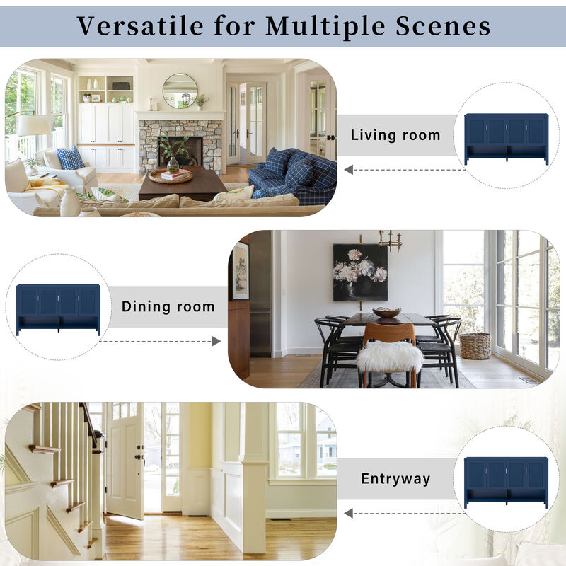 Merax Multi Functional Buffet with Open Shelf and 2-Tiers Adjustable Shelves image number 6