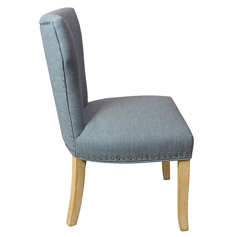Jill Linen Fabric Side Chair Denim with Natural Legs - Set of 2