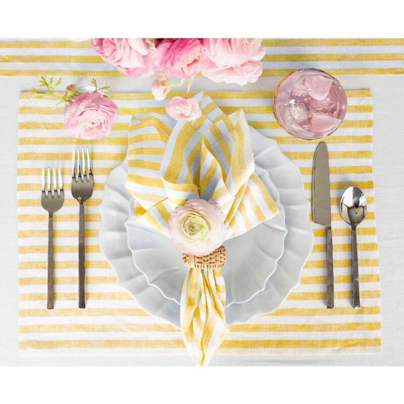 Solino Home Amalfi Stripe 100% Linen Dinner Napkins &ndash; Set of 4, 20 x 20 in, Machine Washable, Holiday and Everyday Dining