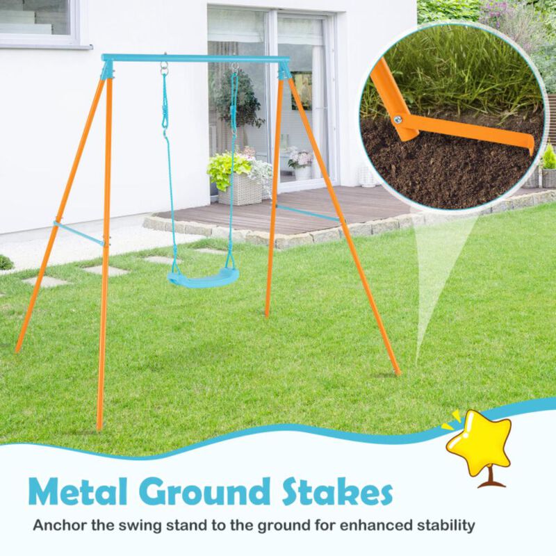 Hivvago Outdoor Heavy Duty Metal Toddler Swing Set with Stand