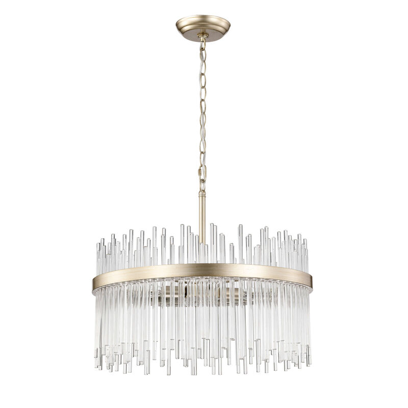 Paula 5-light Brushed Champagne Silver Clear Glass Bars Chandelier image number 7
