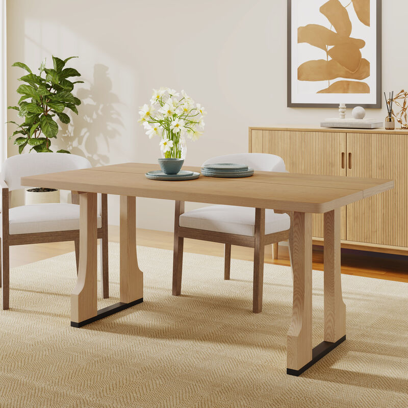 Merax Farmhouse Style Rectangular Dining Table image number 1