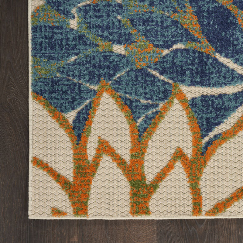 HomeRoots 5' X 8' Blue And Green Floral Indoor Outdoor Area Rug image number 5