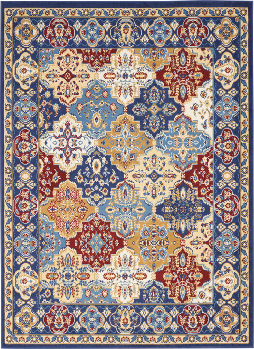 4 x 6 Blue Floral Power Loom Non Skid Area Rug